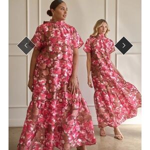 Sugarlips Pink and Brown Floral Maxi Dress
